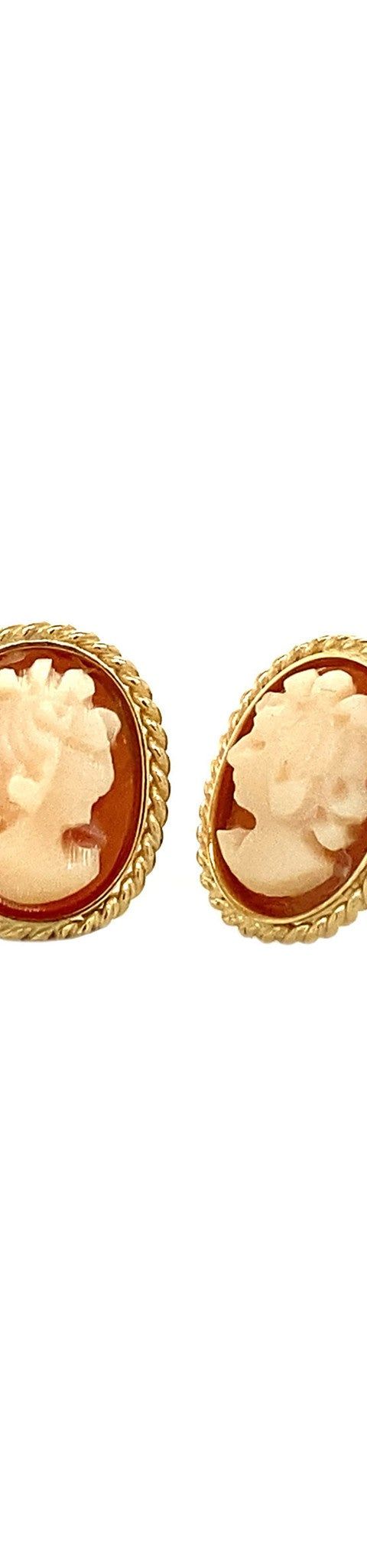 Vintage 14K Gold Stud Earrings with Cameo